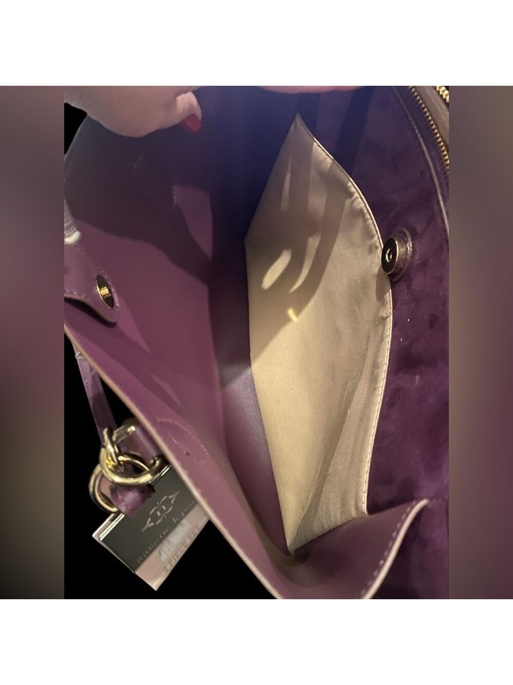 Nanette Lepore Luxe 3-Piece Satchel Set: Deep Plum & Gold  NWT - Picture 11 of 15